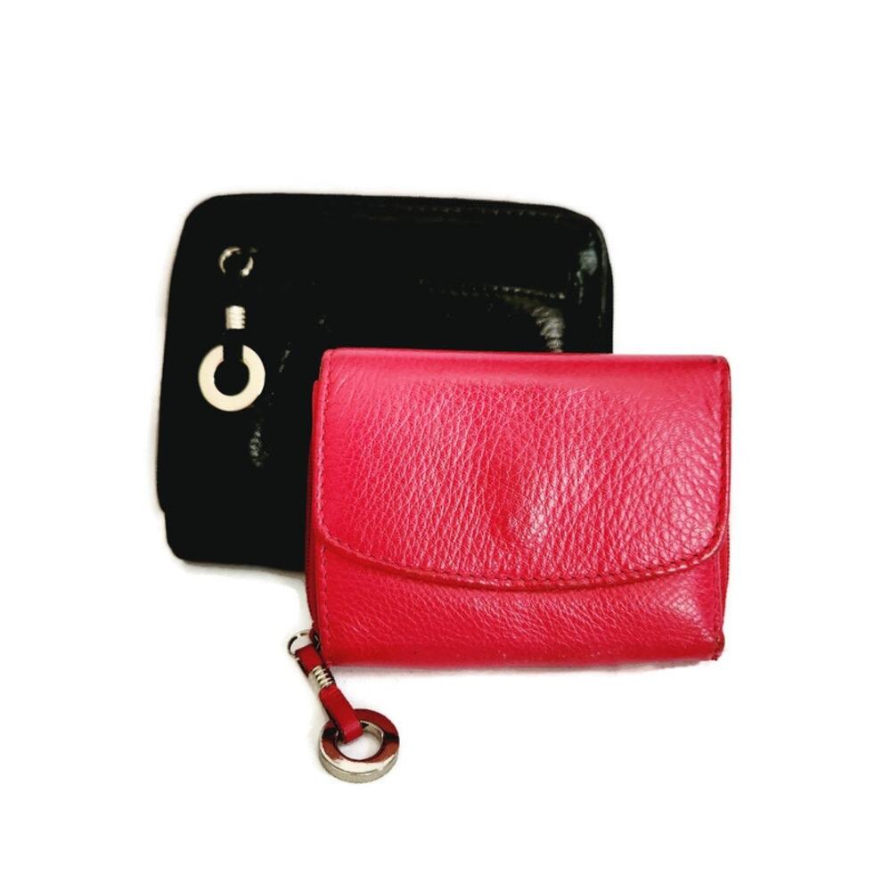 Genuine Leather Women's Pebbled Leather Wallets 2-Piece Lot